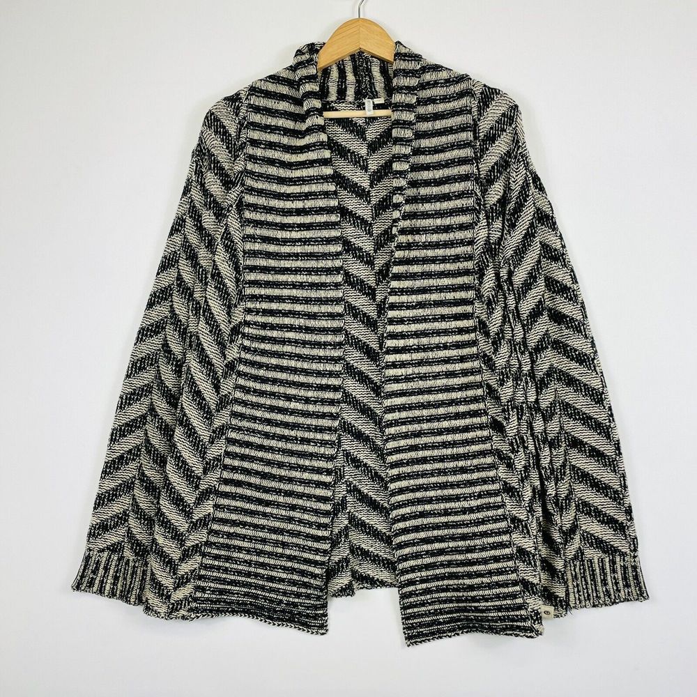 Ripcurl Sweater Womensβ Small Beige Black Chevron Chunky Knit Beachy Surf Grunge